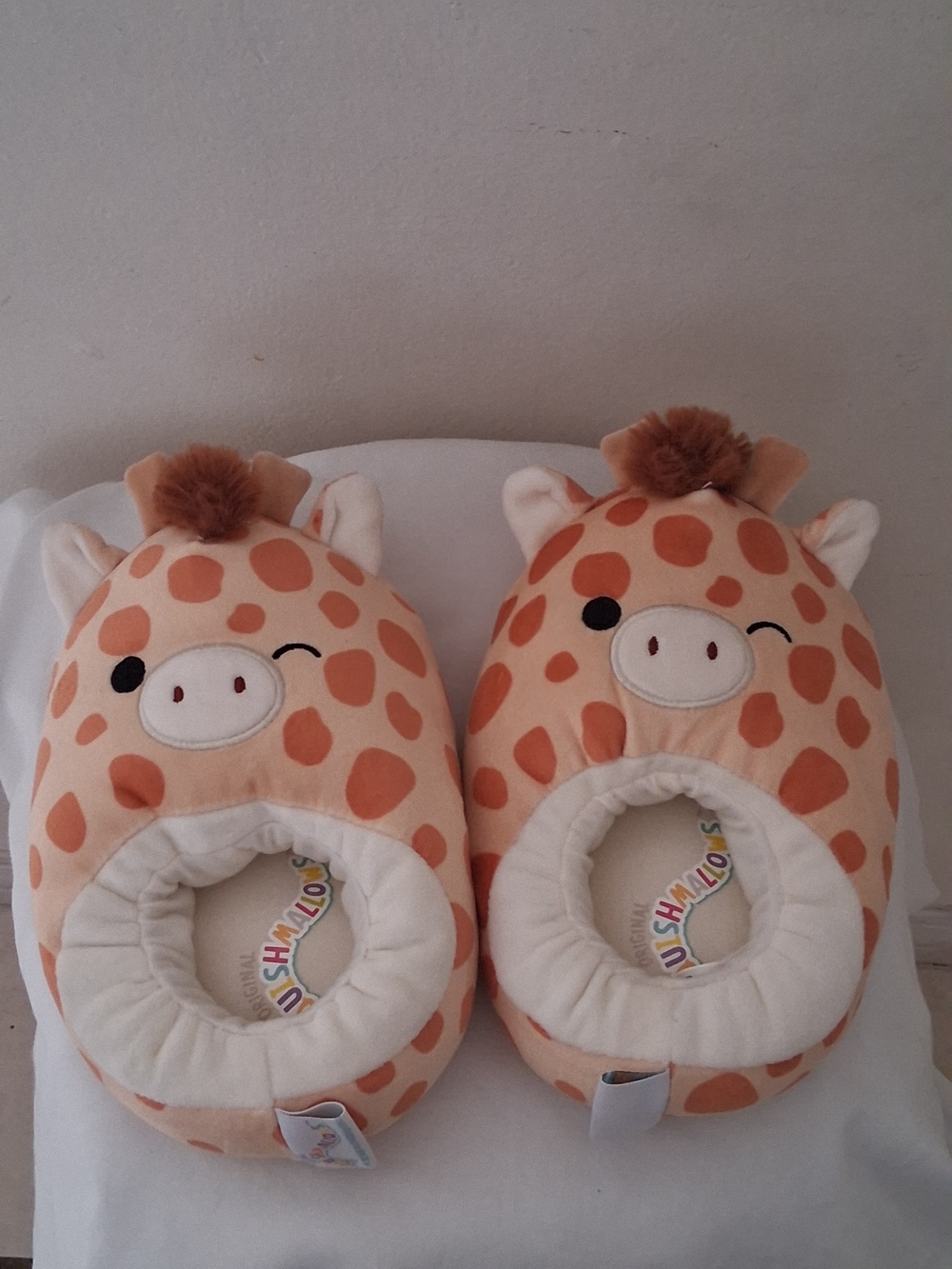 Squishmallows Peach Polka Dot Giraffe Kids Slippers